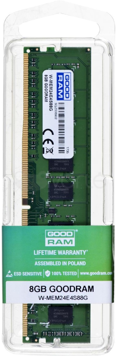 Память DDR4  8GB 2400MHz GOODRAM  ECC Unbuffered  W-MEM24E4S88G
