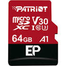 Память micro Secure Digital Card  64Gb class10 PATRIOT / +адаптер 100/80 MB/s EP Series UHS-I U3 V30 A1 [PEF64GEP31MCX]