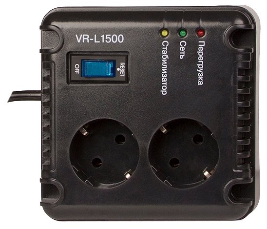 Стабилизатор SVEN VR-L1500 500Вт Выходные розетки, шт 2 × CEE7/4 + 1 × ІЕС 320