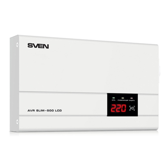 Стабилизатор SVEN AVR SLIM-500 LCD 500ВА/400Вт Выходные розетки, шт 1 × CEE7/4 (евророзетка)