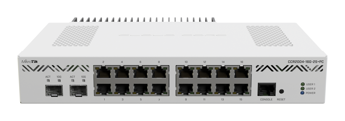 Маршрутизатор Mikrotik CCR2004-16G-2S+ Проводной гигабитный роутер c 16-ю портами RJ-45 и 2-я портами SFP+ (10 Гбит/с)