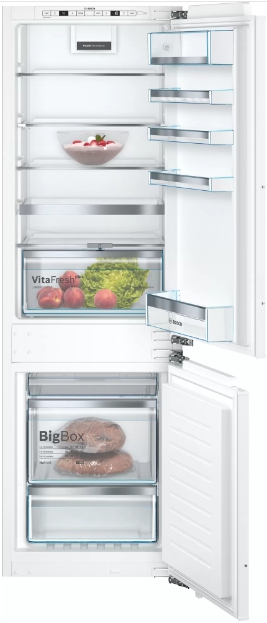 Холодильник встраиваемый Bosch KIN86AFF0 (Serie6 / Объем - 255 л / Высота - 177.2см / Слайдерное крепление фасадов / VitaFresh plus / FrostFree / А+)