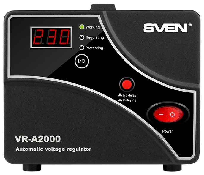 Стабилизатор SVEN VR-A2000 2000ВА/1200Вт Выходные розетки, шт 2 × CEE7/4 (евророзетка)
