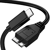 Кабель USB 3.0 Type C - micro USB Type B KS-is (KS-529), вилка-вилка, скорость передачи: до 10 Гбит/сек, черный, длина - 0.3 метра