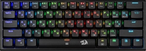 Клавиатура проводная Redragon Anivia RGB, механическая Outemu Red, USB, 1.8м., черная, [70619]
