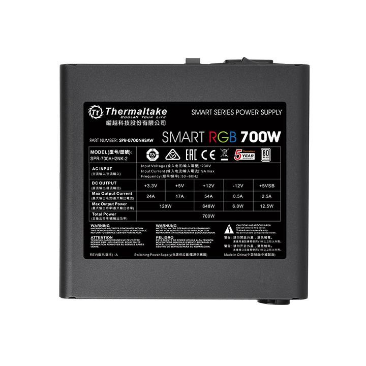Блок питания Thermaltake ATX  700W Smart RGB 80 PLUS 120mm fan [PS-SPR-0700NHSAWE-1]