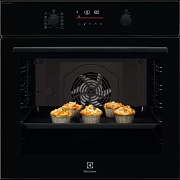 Духовой шкаф Electrolux LOD6F77WZ (SteamBake 600 / 72 л / до 300°C / Чёрное стекло / Катализ / телескопич. напр.(x1) / пар / термощуп / SoftClose)
