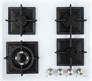 Поверхность газовая KRONA CALORE 60 WH (Белый / 4 конфорки /1,7 кВт / 2,6 кВт / 3,8 кВт WOK / 1 кВт / закаленное стекло / чугун. реш.)
