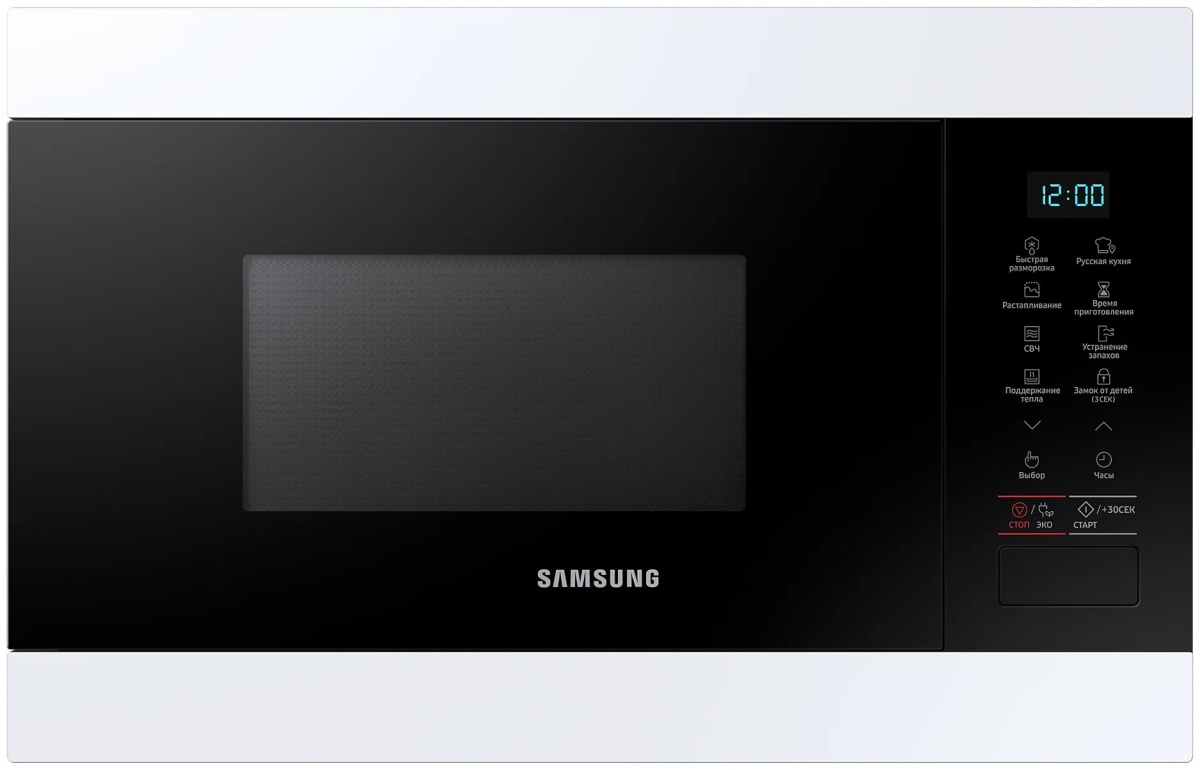 Микроволновая печь встраиваемая Samsung MS22M8054AW (22л / белый/черный / 850Вт)