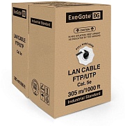 Витая пара Exegate FTP, CAT 5E, медь, 24AWG, 4 пары, бухта 305м, PE без троса, черный (EX256750RUS)