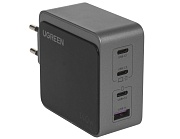 Сетевое зарядное устройство Ugreen X570, (USB/Type-C*3//3A/140W/GaN/PD/QC), Серое (45575)