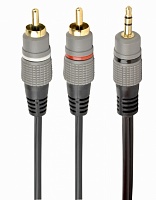 Кабель 3.5 mm jack - RCA (x2) GEMBIRD (CCA-352-10M), вилка-вилка, длина - 10 метров Чёрный