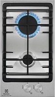 Поверхность газовая Electrolux EGG3322NVX (Domino 300 / Нерж. сталь / чугун. решетки / 2 конфорки (3,0/1,0 кВт) / газконтроль / электроподжиг)