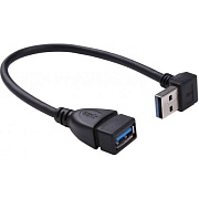 Кабель USB 3.0 AF - USB 3.0 AM KS-is (KS-401O) левый, розетка-вилка (угловая), скорость передачи до 5 Гбит/с, длина - 0,15 метров Чёрный