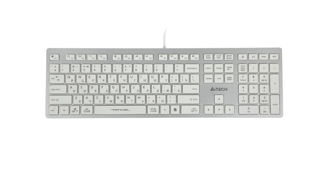 Клавиатура A4Tech Fstyler FX50, USB, slim, ножничная, белый