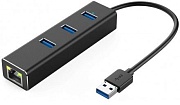 Сетевой адаптер USB KS-is KS-405 с хабом USB 3.0 на 3 порта 3.0 - RJ45 10/100/1000 Мбит/сек