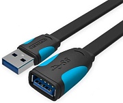 Удлинитель USB 3.0 AM - USB 3.0 AF Vention (VAS-A13-B150), розетка-вилка, скорость передачи до 5 Гбит/с, длина - 1.5 метра