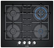 Поверхность газовая Bosch PNH6B6B90 (Serie4 / черный / закаленное стекло / чугун) Чёрный