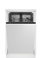 Машина посудомоечная встраиваемая 45 см Beko BDIS16020 (10 комплектов / 2 полки / расход воды - 9,5 л / Луч на полу / А++) Белый