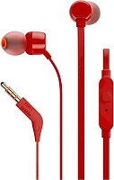 Проводные наушники с микрофоном JBL T110, (кабель 1.2 м), красный