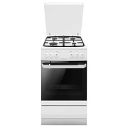 Плита комбинированная Hansa FCMW58077 (Белый / духовка - 62 л / 4 газовые конфорки / чугунная решетка / стекл. крышка / электроподж. / газконтроль)