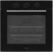 Духовой шкаф KRONA ELEMENT 60 BL (78 л / до 260 °C / Чёрное стекло / Традиционная очистка / Гриль / Рельефные направляющие / А)