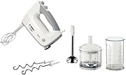 Миксер Bosch MFQ 36480 (450Вт/ ручной/ скоростей 5/ корпус пластик/ насадок 4 + блендер и измельчитель/ турборежим/ белый)