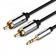Кабель аудио Vention (3.5mm Jack M - 2xRCA M) длина 3м. черный Чёрный