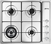 Поверхность газовая Smeg SR64S (Нерж.сталь / 4 конфорки / Эмалированные решетки / Электроподжиг / Газ контроль)