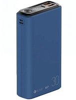 Портативная батарея OLMIO QS-30 (18W PD/ Quick Charge) 30000мАч, синяя, soft-touch