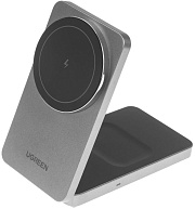 Беспроводное зарядное устройство 2-в-1 UGREEN W528 (7,5W, MagSafe) серый