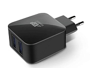 Сетевое зарядное устройство Borasco 2USB, 2,1A , черный Чёрный