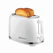 Тостер Sakura SA-7610W (750 Вт/ тостов - 2/ подогрев, размораживание, поддон для крошек/ белый) 