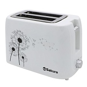 Тостер Sakura SA-7608W (750 Вт/ тостов - 2/ поддон для крошек/ белый) 