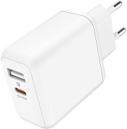 DSP Сетевое зарядное устройство Olmio 43788 (USB+USB Type-C/45W/QC+PD 3.0) белое