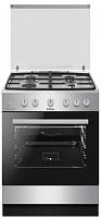 Плита газовая Hansa FCGX58099 (Нерж.сталь / духовка - 71 л / 4 газовые конфорки / чугун. решетки / стекл. крышка / газконтроль / эл.поджиг)