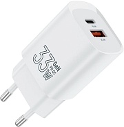 Сетевое зарядное устройство TFN GaN WC-33-2105-WH (USB+USB Type-C/3A/33W/быстрая зарядка QC+PD/белый)