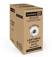 Кабель UTP 4 пары кат.5e ExeGate омеднённый алюминий, 26AWG, бухта 100м, серый, PVC 