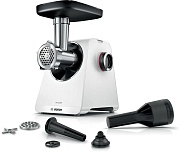Мясорубка Bosch MFWS607W (2100 Вт/ 3,5 кг/мин/ корпус - пластик/ реверс/ 3 насадки / белый)