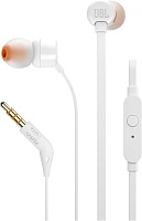 Проводные наушники с микрофоном JBL T110, (кабель 1.2 м), белый