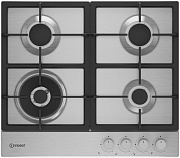 Поверхность газовая Indesit THPM 642 W/IX/I (Нерж. сталь / чугун. решетки / 4 конфорки (1,75/1,0/1,75/3,3 кВт) / WOK / газконтроль / электроподжиг)