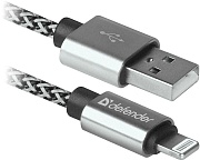 Кабель Defender ACH01-03T PRO Lightning - USB, 1м, Черный/Белый