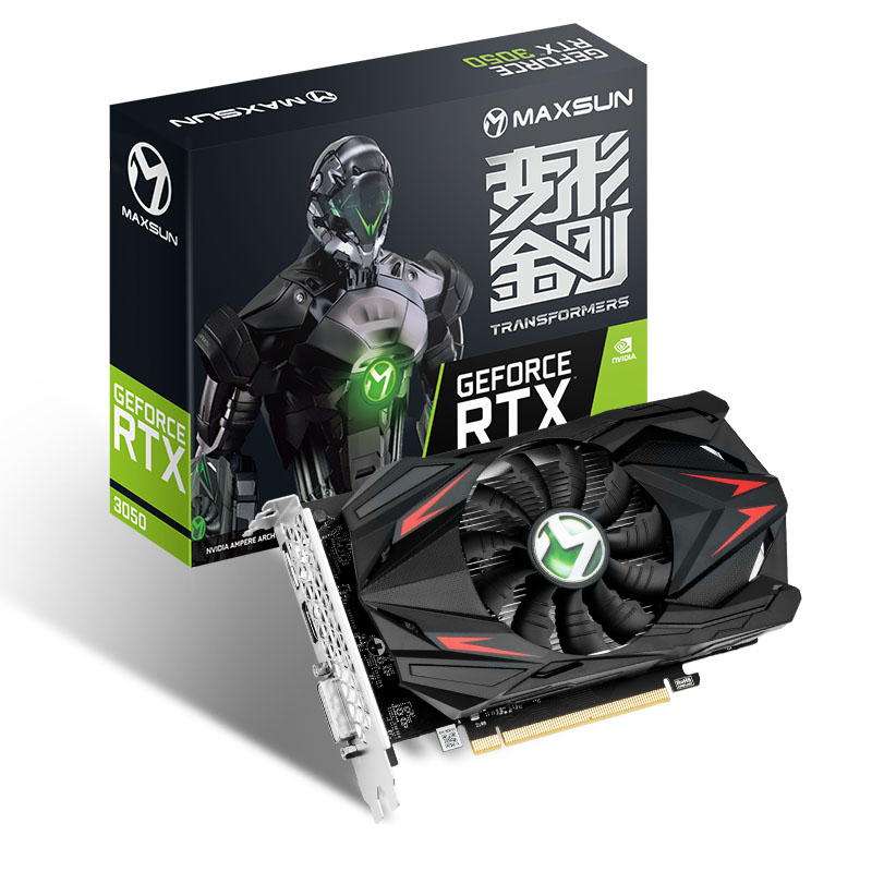 Видеокарта MAXSUN GeForce RTX3050 Transformer 6G S0 6GB 1*9CM Fan GDDR6 1042(1470)/14000MHz  1*HDMI, 1DP, 1DVI