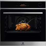 Духовой шкаф Electrolux EOC8P39X (SteamBoos800 / 72 л / до 300°C / Чёрный+нерж. сталь / Пиролиз. / телеско.напр.(x`) / термозонд / SoftClose)