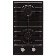 Поверхность газовая KRONA HAGEL 30 BL (Чёрный / 2 конфорки / 1,7 кВт / 2,8 кВт / закаленное стекло / чугун. реш.) Чёрный