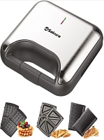 Мультипекарь Sakura SA-7423 (800 Вт/ гриль, сэндвичи, вафли/ антипригарное покрытие/ корпус - металл, пластик)
