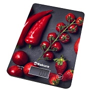 Весы кухонные Sakura SA-6077BS (электронные/ платформа/ предел 8 кг/ точность 1 г/ тарокомпенсация) 
