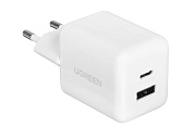 Сетевое зарядное устройство Ugreen X516 (65015) (USB-A/Type-C/3A/30W/быстрая зарядка/белый)