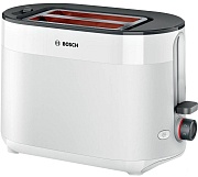 Тостер Bosch TAT2M121 (950 Вт/ тостов - 2/ подогрев, размораживание, решетка для подогрева булочек, поддон для крошек/ белый)