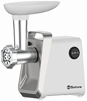 Мясорубка Sakura SA-6431W (1600 Вт/ реверс/ 2 насадки/ белый)